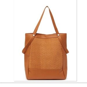 Christopher Kon Cognac Weaved Pebbled Leather Purse Over-The-Shoulder Bag Tote